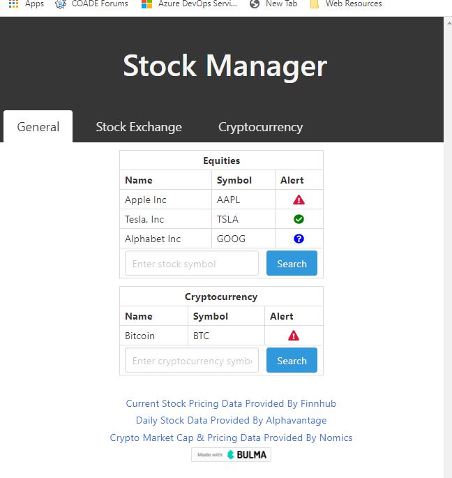 Stock Monitor screen shot